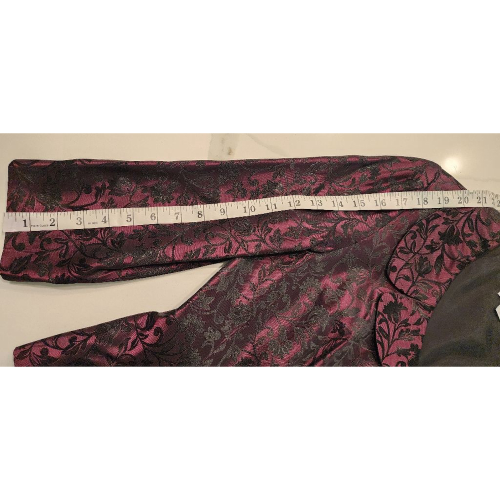 Maggy London Y2K Size 10 Brocade Jacket Floral Magenta Black 3/4 Sleeve Blazer - Picture 12 of 12